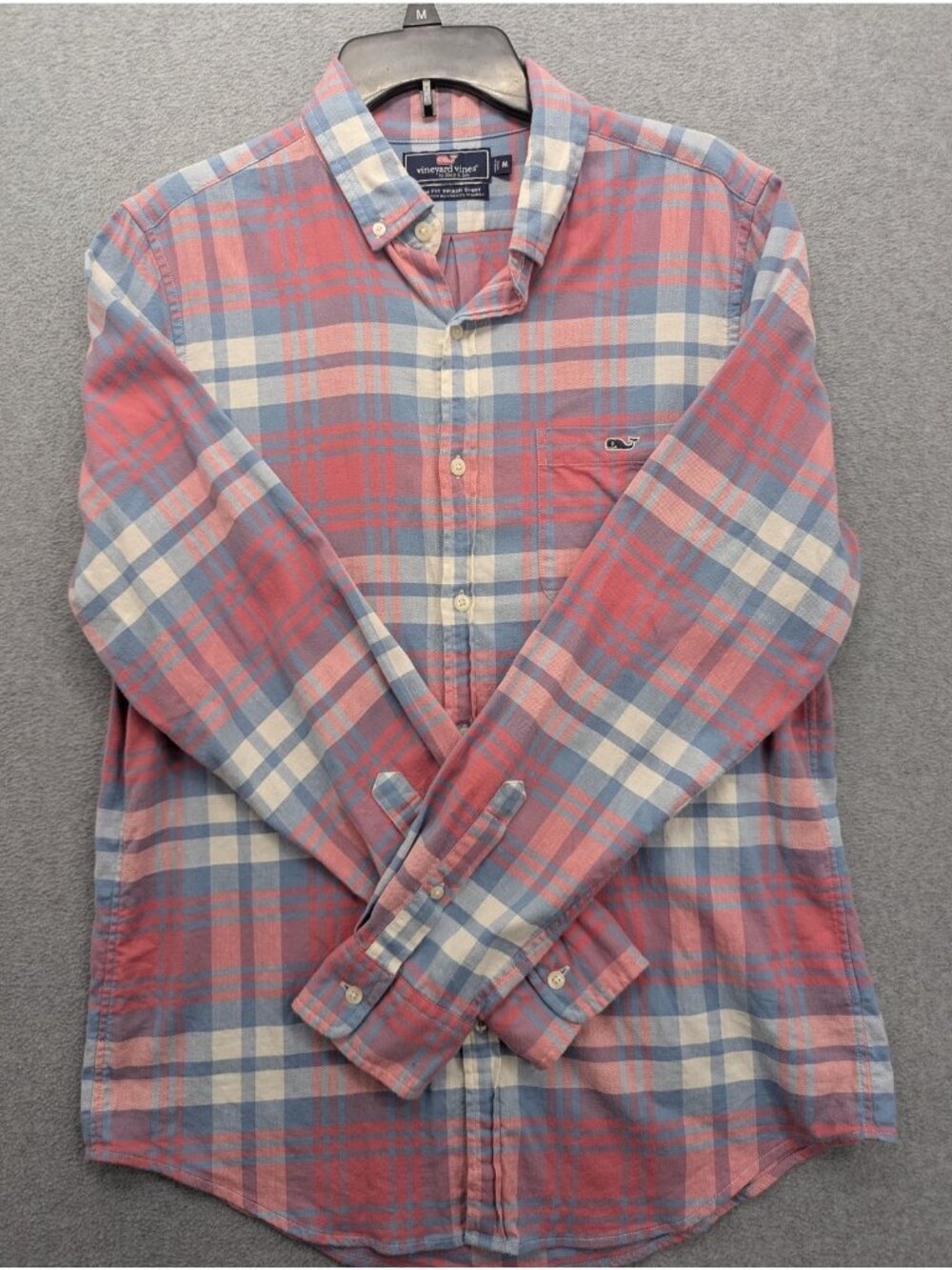 Vineyard Vines Shirt Mens Medium Blue Red Plaid Slim Fit Tucker Button Down